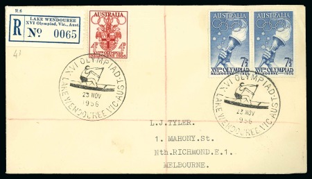 Stamp of Olympics » 1956 Melbourne 1956 Melbourne, complete set of Olympic registered labels on 15 covers