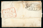 Stamp of Australia » Western Australia 1843 (Apr 17) Entire with rectangular "SHIP LETTER / (crown) / WESTERN AUSTRALIA / PAID" handstamp of Bunbury