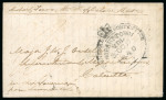 Stamp of Australia » Tasmania 1840 (Oct 30) Wrapper from Hobart Town to Calcutta, India, with very fine strike of the crowned oval GPO ds