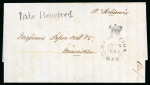 Stamp of Mauritius » Pre-Stamp & Stampless Postal History 1855 (May 11) "Pipon Bell" incoming entire from Melbourne with neat crowned GPO cds and "Late Received" hs