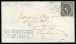 Stamp of Australia » Victoria 1863-66 Trio of covers with "INSUFFICIENTLY PAID / VIA MARSEILLES" hs in black, red or blue