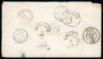 Stamp of Austria 1871 (Oct 6) Stampless envelope from Bruneck to Victoria, Australia, with Anglo-French Convention "FR- / 2F96c" hs