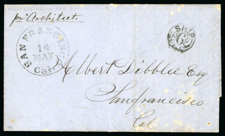 Stamp of United States 1852 Entire from Tasmania, Australia, to San Francisco, with contents about whaling and mining