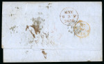 Stamp of Australia » Victoria 1856 (Jan 30) Entire to Scotland endorsed "Per Hellespont / via Singapore", with two 1854-55 Woodblock 6d 