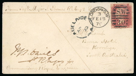 Stamp of Great Britain » 1854-1900 Postal History of the Perforated Line Engraved and Surface Printed Issues 1870 (Feb 19) Soldier's concessionary envelope from London to South Australia