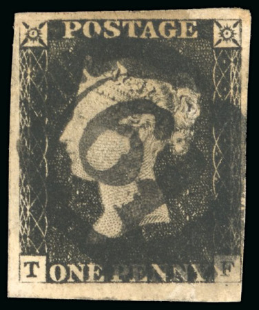 Stamp of Great Britain » 1840 1d Black and 1d Red plates 1a to 11 1840 1d black pl.2 TF, close to huge margins, neatly cancelled by 1844-type London District Office "61" numeral,