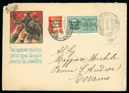 Stamp of Italy » Repubblica Sociale Italiana » Emissioni Locali -  Teramo Busta con un 1,75 l. e espresso da 1,25 l.