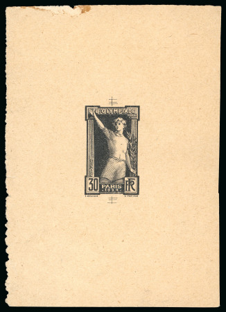 Stamp of Olympics » 1924 Paris » Essays and Proofs 1924 Paris Olympics die proof of the 30c before the value was changed to 50c, in black on buff paper