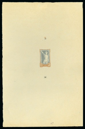 Stamp of Olympics » 1924 Paris » Essays and Proofs 1924 Paris Olympics 50c bi-coloured die proof in yellow-brown and grey on yellowish wove paper