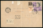Stamp of Italy » Foreign Occupations of Italian Territories or Under Italian Sovereignty » Anglo-American Occupation of Sicily 1944, grande lettera raccomandata con A.R. 15 c., 30 c. e 50 c. (3), in mista con Regno 30 c.