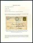 Stamp of Kenya, Uganda and Tanganyika » British East Africa 1895 (May 11) 2a registered envelope (size F, type 1cb) from Mombasa to England, with 1890-95 2 1/2a