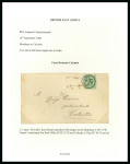 Stamp of Kenya, Uganda and Tanganyika » British East Africa 1896 (Sep 14) Envelope from Mombasa to India with 1895-96 "On India" Provisional 2a6p tied by crisp Mombasa code A cds