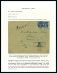 Stamp of Kenya, Uganda and Tanganyika » British East Africa 1900 (Nov 18) Envelope sent registered from Rabai to Germany, with 1896-1901 2 1/2a pair