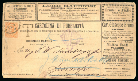 Stamp of Italy » Regno d'Italia » Pubblicitari 1889, 20 c. su cartolina completa di pubblicità con perforazione CC per l'estero