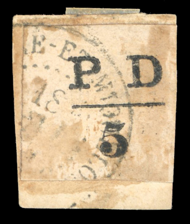 Stamp of Colonies françaises » St. Pierre et Miquelon 1886, Tillard #1886-1 (Yv. 16), oblitéré sur support,