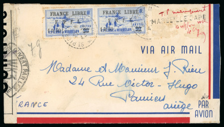 Stamp of Colonies françaises » St. Pierre et Miquelon 1942, Y&T n°277 x 2 oblitération du 21 mars sur pli