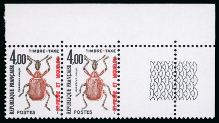 Stamp of Colonies françaises » St. Pierre et Miquelon 1986, Taxe Y&T n°90 Coléoptère en paire avec variété