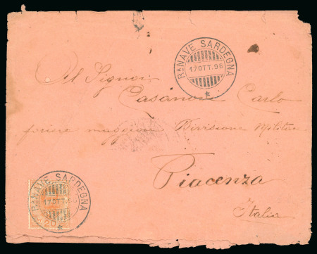 Stamp of Italy » Missions, Post Offices and Postal History Abroad » Crete 1896 (Oct 17) Cover from "Ra Nave Sardegna"