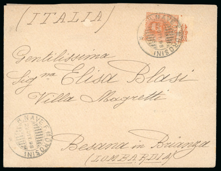 Stamp of Italy » Missions, Post Offices and Postal History Abroad » Crete 1897-98 Two franked covers to Italy from the "Sardegna" and "Morosini" batleships
