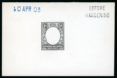 Stamp of Kenya, Uganda and Tanganyika » Kenya, Uganda and Tanganyika 1903 1a De La Rue die proof of the frame in black on glazed card
