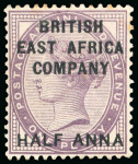 Stamp of Kenya, Uganda and Tanganyika » British East Africa 1890 Overprinted GB 1/2a on 1d, 1a on 2d and 4a on