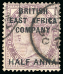 Stamp of Kenya, Uganda and Tanganyika » British East Africa 1890 Overprinted GB 1/2a on 1d, 1a on 2d and 4a on 5d used set of 3