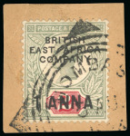 Stamp of Kenya, Uganda and Tanganyika » British East Africa 1890 Overprinted GB 1/2a on 1d, 1a on 2d and 4a on 5d used set of 3