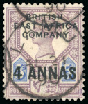 Stamp of Kenya, Uganda and Tanganyika » British East Africa 1890 Overprinted GB 1/2a on 1d, 1a on 2d and 4a on 5d used set of 3