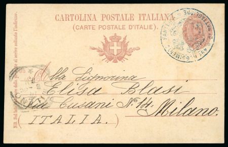 Stamp of Italy » Missions, Post Offices and Postal History Abroad » Crete 1899 (June 10) 10c "Umberto" postal stationary card tied by military cachet