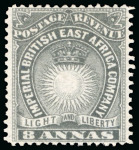 Stamp of Kenya, Uganda and Tanganyika » British East Africa 1890-95 1/2a to 5R mint and used collection written up on 12 pages