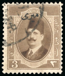 Stamp of Egypt » Officials 1924 King Fouad 3m brown, mint and used selection of five different listed retouch varieties