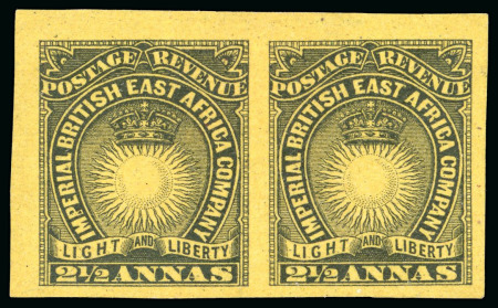 Stamp of Kenya, Uganda and Tanganyika » British East Africa 1890-95 2 1/2a black on bright yellow mint o.g. imperforate pair