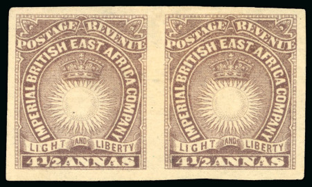 Stamp of Kenya, Uganda and Tanganyika » British East Africa 1890-95 4 1/2a brown-purple mint imperforate pair
