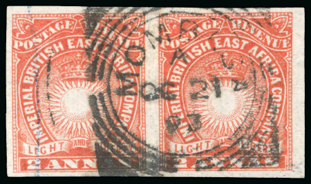 Stamp of Kenya, Uganda and Tanganyika » British East Africa 1890-95 2a vermilion imperforate pair used