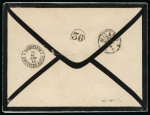 Stamp of Egypt » 1872-75 Penasson 20pa blue and 1pi rose-red pair, all neatly tied or cancelled on envelope from Cairo
