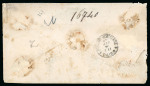 Stamp of Egypt » 1874 Bulaq 1pi scarlet, strip of three, tied on registered envelope from Mansura to Cairo