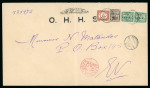 Stamp of Egypt » Officials 1915 OHHS 2m green, horizontal pair, showing INVERTED OVERPRINT on cover
