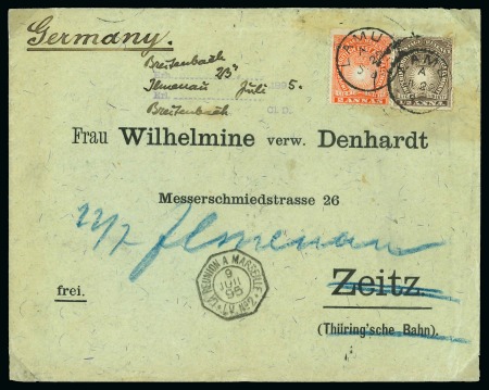 Stamp of Kenya, Uganda and Tanganyika » British East Africa 1895 (Jun 22) Envelope from Lamu to Germany (Denhardt correspondence), with 1890-95 1/2a and 2a