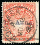 Stamp of Kenya, Uganda and Tanganyika » British East Africa 1891 Mombasa Provisional 1/2a on 2a used with central Mombasa MR 2 91 cds, initialled "A.D."