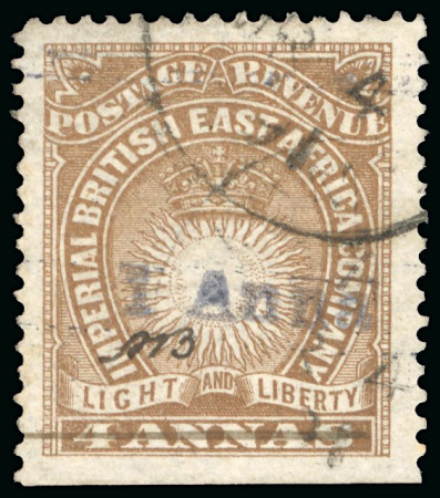 Stamp of Kenya, Uganda and Tanganyika » British East Africa 1891 Mombasa Provisional 1a on 4a used