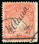 Stamp of Kenya, Uganda and Tanganyika » British East Africa 1891 Mombasa Provisional manuscript 1/2a on 2a used, initialled "A.B."