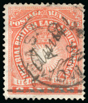 Stamp of Kenya, Uganda and Tanganyika » British East Africa 1891 Mombasa Provisional manuscript 1/2a on 2a used with variety "Annas", initialled "A.B."