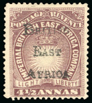 Stamp of Kenya, Uganda and Tanganyika » British East Africa 1895 British Administration 4 1/2a brown-purple mint part o.g.