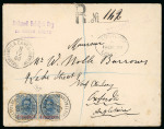 Stamp of Italy » Missions, Post Offices and Postal History Abroad » Crete 1900 (Dec 11) Registered cover from Chandia to Oxford bearing 1pi on 25c pair