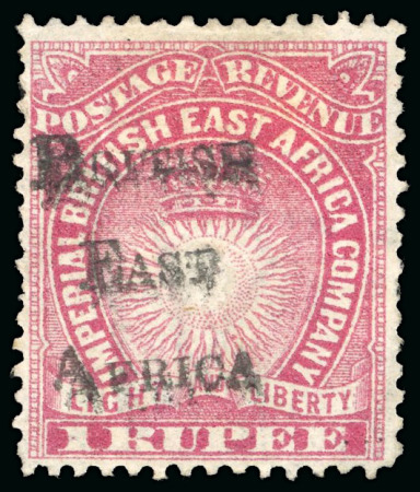 Stamp of Kenya, Uganda and Tanganyika » British East Africa 1895 British Administration 1R carmine with double overprint variety, mint
