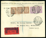 Stamp of Egypt » Officials 1926-1934 Three attractive multiple value and colourful frankings, including two registered usages,