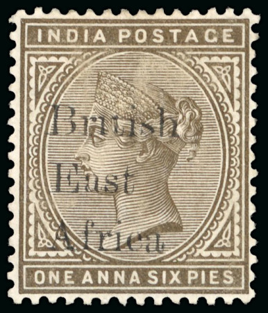 Stamp of Kenya, Uganda and Tanganyika » British East Africa 1895-96 "On India" 1a6p with variety "1 for i in British", mint o.g.