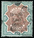 Stamp of Kenya, Uganda and Tanganyika » British East Africa 1895-96 "On India" 3R with variety "B" of "British" inserted by hand, the unique used example