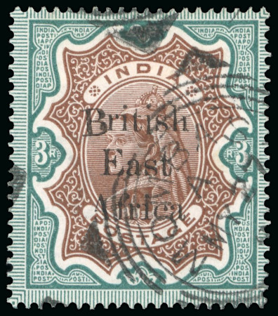 Stamp of Kenya, Uganda and Tanganyika » British East Africa 1895-96 "On India" 3R with variety "B" of "British" inserted by hand, the unique used example