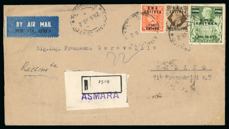 Stamp of British Occupation of Italian Colonies » Eritrea 1944-48 Group of ten covers, M.E.F. & B.M.A. frankings